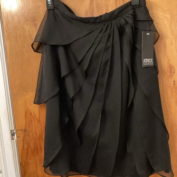 Adrianna Papell Evening Essentials Black Chiffon Skirt - Picture 11 of 11